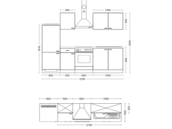 Best Flex-Well Exclusiv Flex-Well Küchenzeile Lara 270 cm Anthrazit San Remo Eiche hell