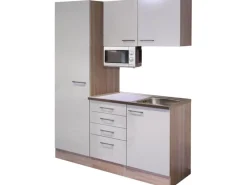 Flex-Well Exclusiv Flex-Well Singleküche 150 cm Orlando Kaschmir Glanz-Sonome Eiche< Single-Küchen|Pantryküchen