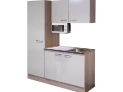 Flex-Well Exclusiv Single-Küchen|Pantryküchen<Flex-Well Singleküche 150 cm Orlando Kaschmir Glanz-Sonome Eiche