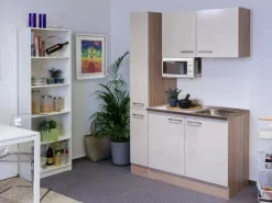 Flex-Well Exclusiv Flex-Well Singleküche 130 cm Orlando Kaschmir Glanz-Sonome Eiche< Single-Küchen|Pantryküchen