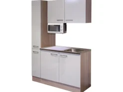Flex-Well Exclusiv Flex-Well Singleküche 130 cm Orlando Kaschmir Glanz-Sonome Eiche< Single-Küchen|Pantryküchen