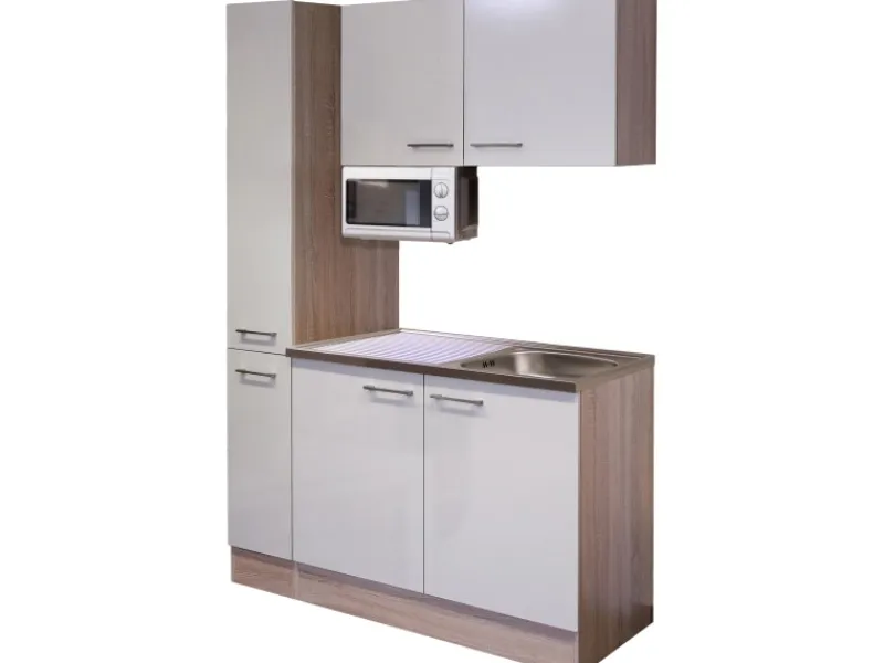 Flex-Well Exclusiv Flex-Well Singleküche 130 cm Orlando Kaschmir Glanz-Sonome Eiche< Single-Küchen|Pantryküchen