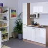 Flex-Well Exclusiv Single-Küchen|Miniküchen<Flex-Well Singleküche 130 cm Valero Hochglanz Weiß-Sonoma Eiche