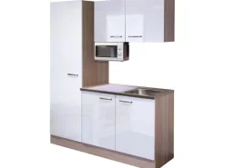 Discount Flex-Well Exclusiv Flex-Well Singleküche 150 cm Valero Hochglanz Weiß-Sonoma Eiche