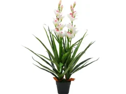 furnicato Töpfe<Künstliche Cymbidium Orchideenpflanze mit Topf 100 cm Grün