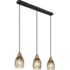 Online Globo Hängeleuchte Reid Schwarz/Holzfarben 55 x 10 cm 3-flammig