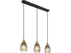 Online Globo Hängeleuchte Reid Schwarz/Holzfarben 55 x 10 cm 3-flammig