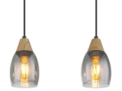 Online Globo Hängeleuchte Reid Schwarz/Holzfarben 55 x 10 cm 3-flammig