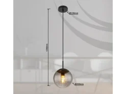 Globo Kücheninseln<Hängeleuchte Samos Schwarz/Rauchfarben Ø 20 cm
