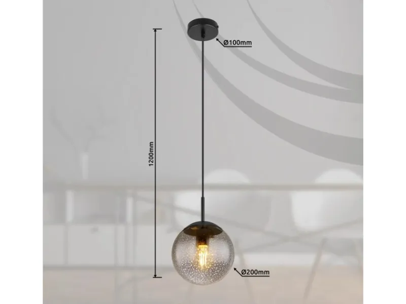 Globo Kücheninseln<Hängeleuchte Samos Schwarz/Rauchfarben Ø 20 cm