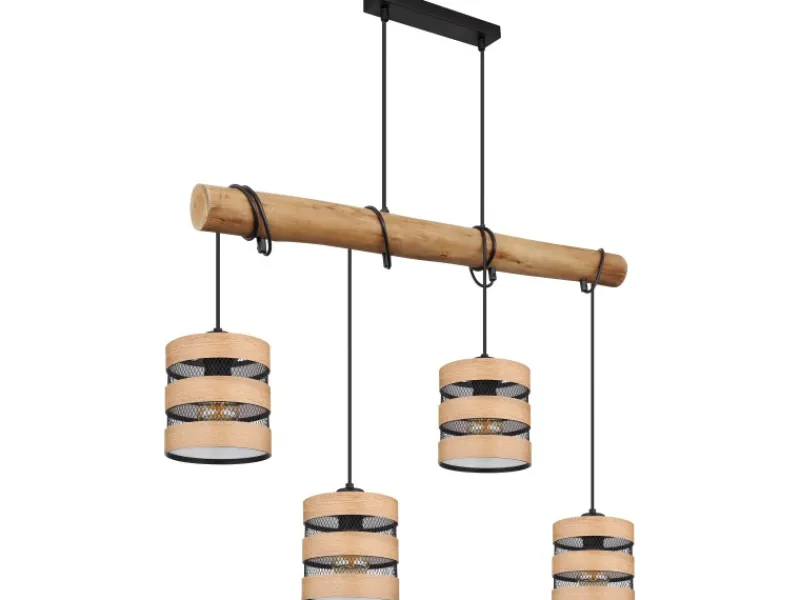 Clearance Globo Pendelleuchte Soeni 4-flammig Schwarz matt 850 x 150 x 1200 mm