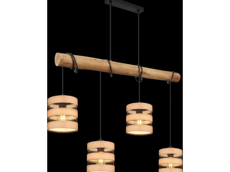 Clearance Globo Pendelleuchte Soeni 4-flammig Schwarz matt 850 x 150 x 1200 mm