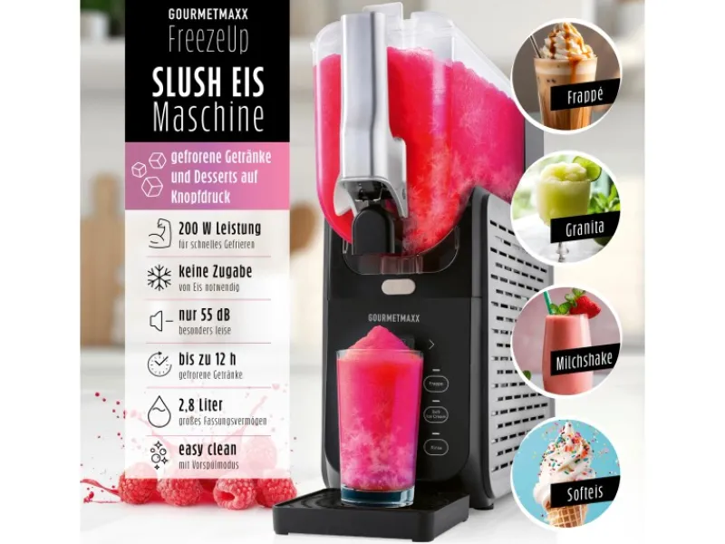Online GOURMETmaxx Slush-Eismaschine FreezeUp 200 W Schwarz-Grau 2,8 l