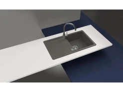 Granitspülen|Töpfe<Granitspüle Altena D-100 inkl. Küchenarmatur Simi 50 cm x 86 cm Onyx