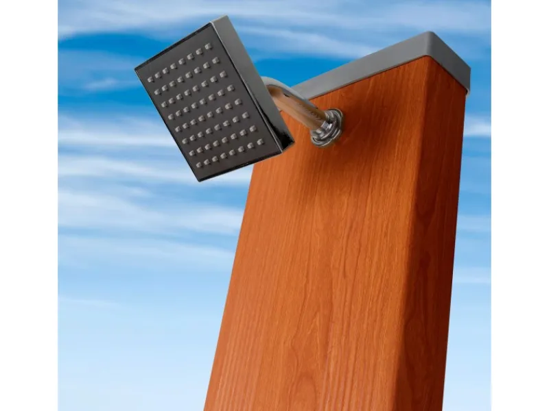 Gre Solardusche aus Aluminium 32 l Holzfarben< Einhebelmischer