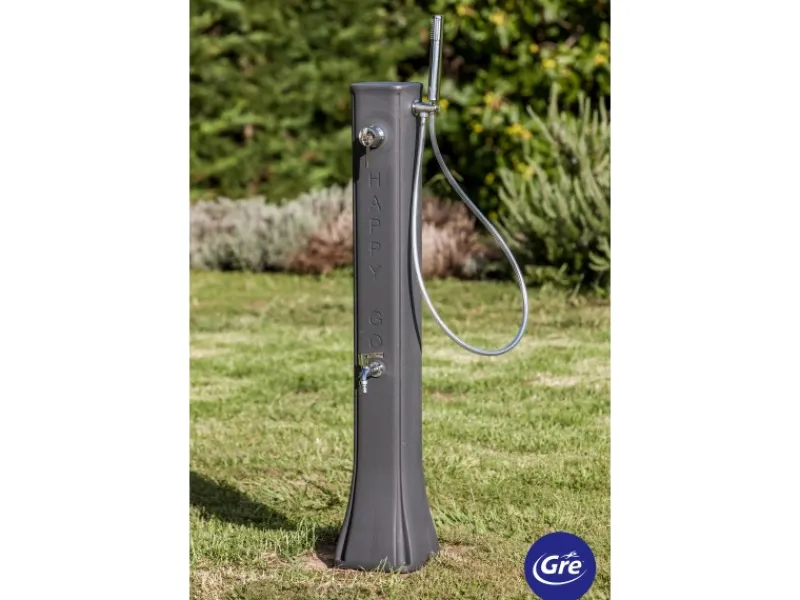 Gre Einhebelmischer<Solardusche aus Harz mit Fußhahn 19 l Grau