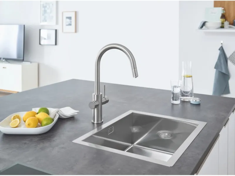Sale Grohe Blue Home C-Auslauf Starter Kit Supersteel