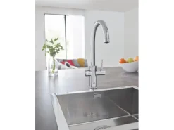 Grohe C-Auslauf Armatur und Boiler Red Duo L-Size Supersteel< Einhebelmischer