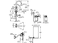 Grohe C-Auslauf Armatur und Boiler Red Duo L-Size Supersteel< Einhebelmischer