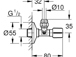 Grohe Eckventil Chrom 1/2" x 3/8" mit Metallgriff< Zubehör Für Küchenarmatur