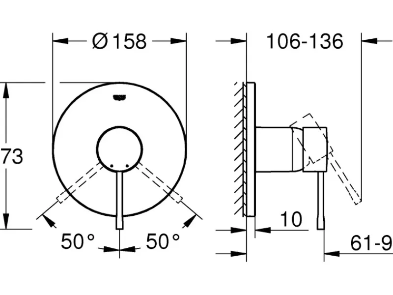 Grohe Einhand-Brausebatterie Essence für Unterputz< Einhebelmischer