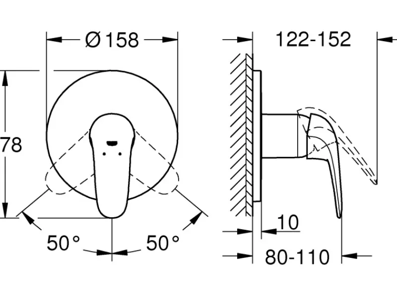 Grohe Einhand-Brausebatterie Eurostyle Geschlossener Hebel Chrom< Einhebelmischer