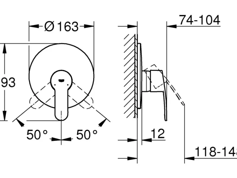Grohe Einhebelmischer<Einhand-Brausebatterie für Unterputz Eurostyle C