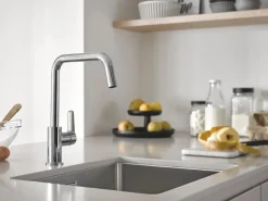 Grohe Einhand-Spültischbatterie Start 1/2" Niederdruck mit hohem Auslauf Silber< Einhebelmischer