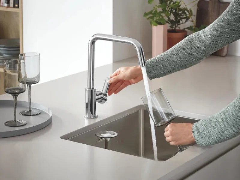 Grohe Einhand-Spültischbatterie Start 1/2" Niederdruck mit hohem Auslauf Silber< Einhebelmischer