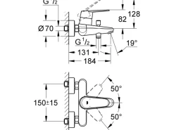 Grohe Einhebelmischer<Einhand-Wannenarmatur Eurodisc Cosmopolitan