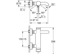 Hot Grohe Einhand-Wannenbatterie Essence Hard Graphite gebürstet