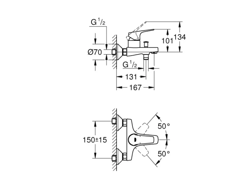 Outlet Grohe Einhand-Wannenbatterie BauFlow Chrom