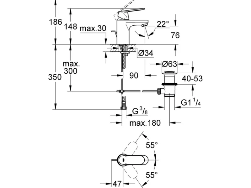 Grohe Einhebelmischer<Einhand-Waschbeckenarmatur Eurosmart C SilkMove Chrom