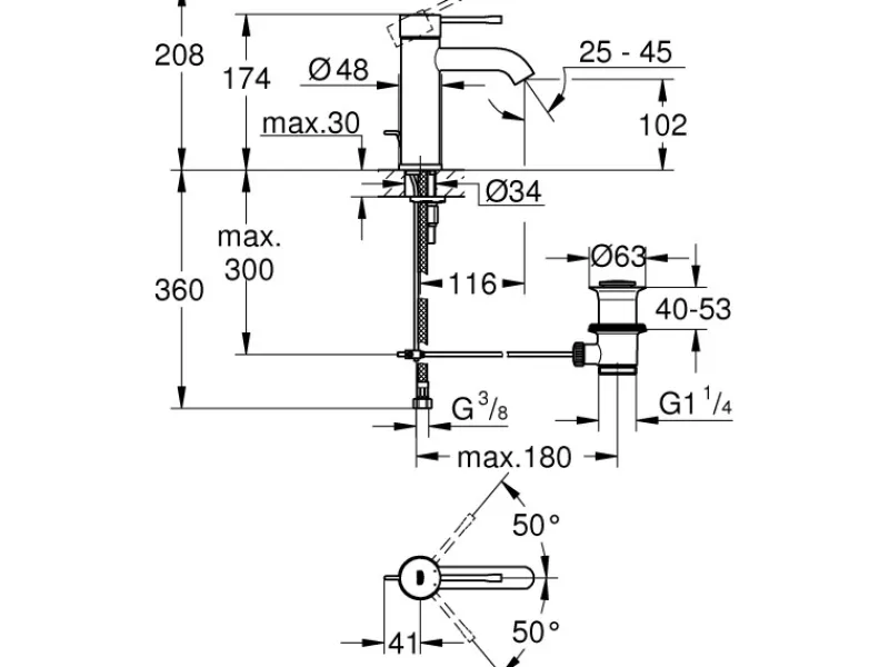 Grohe Einhand-Waschtischbatterie Essence S-Size< Einhebelmischer