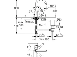 Grohe Einhand-Waschtischbatterie Concetto L-Size Chrom< Einhebelmischer