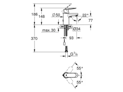 Grohe Einhebelmischer<Einhand-Waschtischbatterie Eurosmart Cosmopolitan S-Size versenkbare Kette