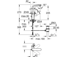 Grohe Einhand-Waschtischbatterie Eurostyle L-Size offener Hebelgriff Chrom< Einhebelmischer
