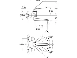 Grohe Einhebelmischer<Einhand-Waschtischbatterie Euroeco Special Ausladung 25,7 cm Chrom