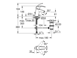 Grohe Einhand-Waschtischbatterie Eurosmart S-Size Einlochmontage Chrom< Einhebelmischer