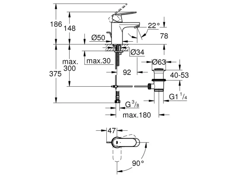 Grohe Einhebelmischer<Einhand-Waschtischbatterie Eurosmart Cosmopolitan S-Size Chrom
