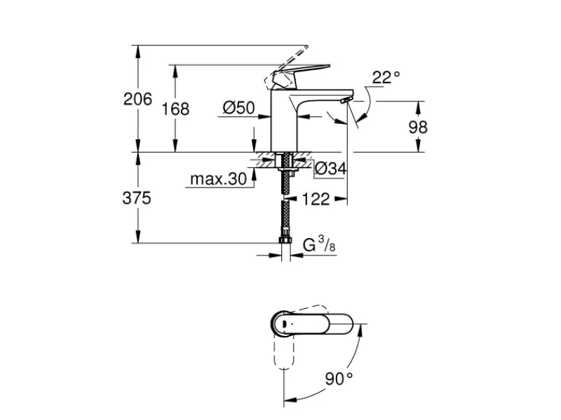 Grohe Einhand-Waschtischbatterie Eurosmart Cosmopolitan M-Size glatt Chrom< Einhebelmischer|Zubehör Für Küchenarmatur