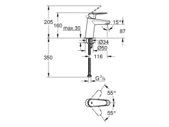 Grohe Einhebelmischer<Einhand-Waschtischbatterie Eurodisc Cosmopolitan S-Size DN 15 Glatt Chrom