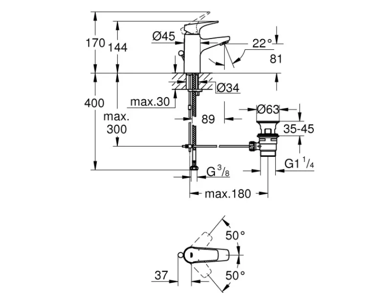Online Grohe Einhand-Waschtischbatterie BauFlow Chrom S-Size