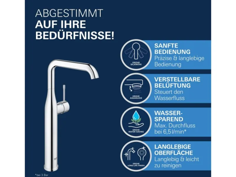 Grohe Einhand-Waschtischbatterie Essence XL-Size Chrom< Einhebelmischer