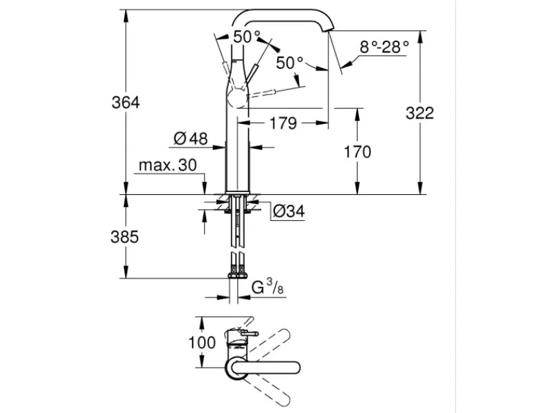 Grohe Einhand-Waschtischbatterie Essence XL-Size Chrom< Einhebelmischer