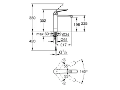 New Grohe Einhand-Waschtischbatterie Euroeco Special Glatt Chrom