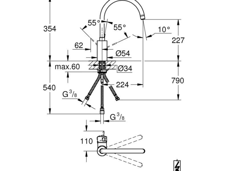 Hot Grohe Eurosmart C Küchenarmatur DN 15 hoch Niederdruck