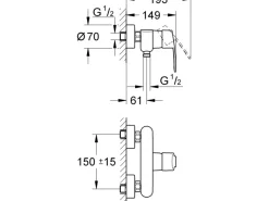 Grohe Einhebelmischer<Eurostyle C Einhand-Brausebatterie DN 15 Aufputz