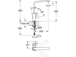 Grohe Küchenarmatur Eurocube DN 15< Einhebelmischer