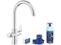 Hot Grohe Küchenarmatur-Set Blue Pure Start Curve mit Mini Aktivkohlefilter Silber